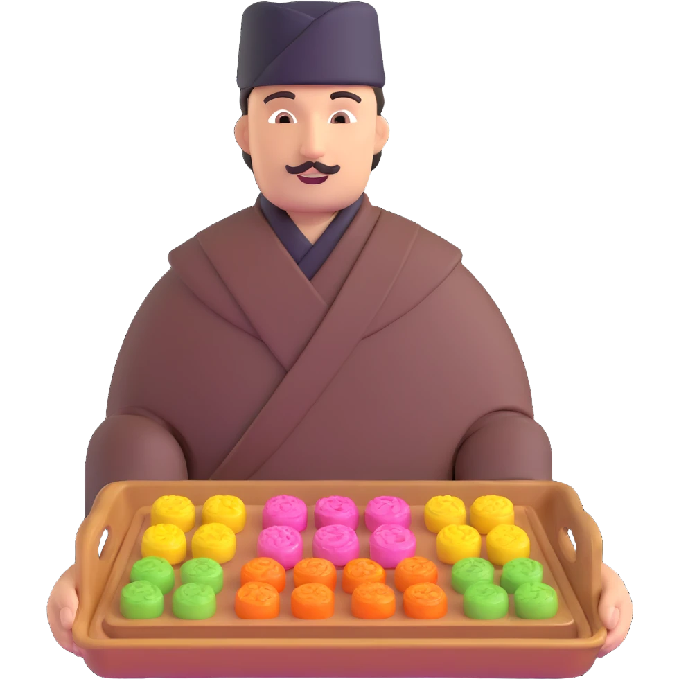 Tatar man holding a tray of chak-chak Tatar sweets emoji