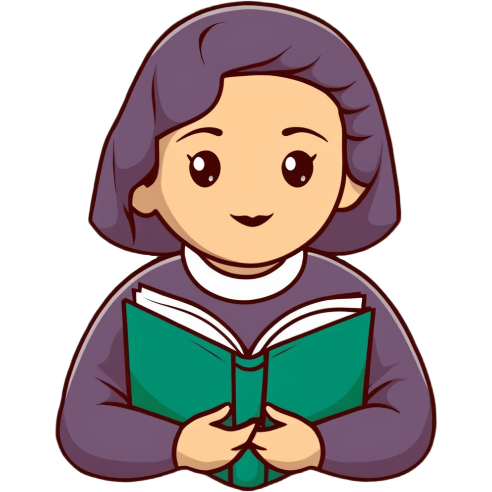 Sor Juana Inés de la Cruz, Mexican writer and poet with books emoji