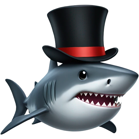 Shark with a top hat emoji