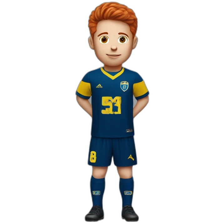 red haired kid with boca juniors jersey emoji