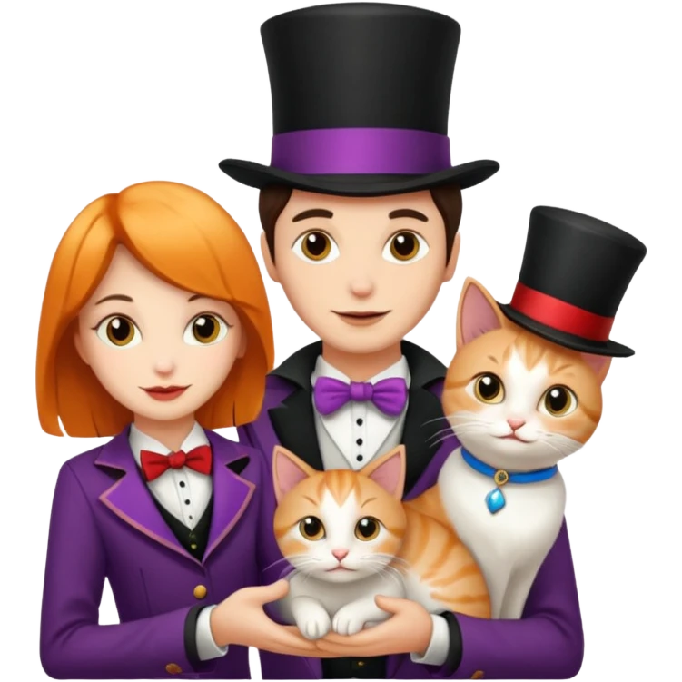 magician couple and their pet cat emoji