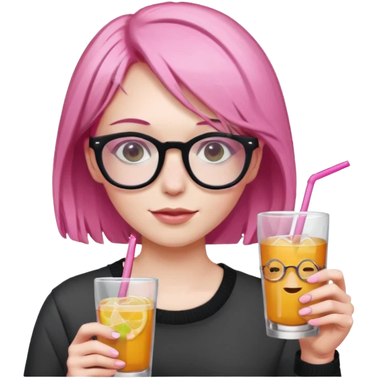 pink haired drink holder with glasses  emoji