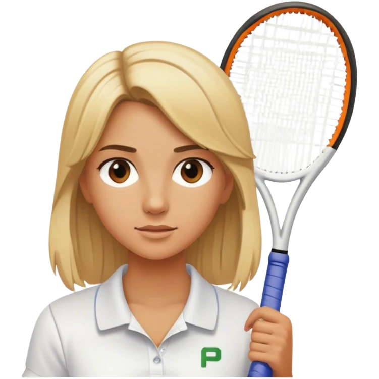 Tennis girl blond hair with P on shirt emoji