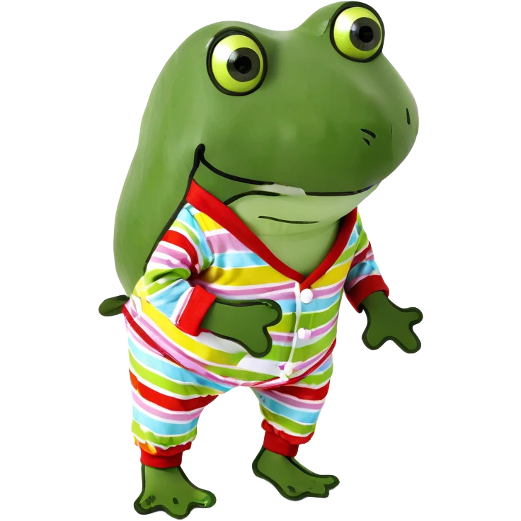Frog with pajamas on emoji