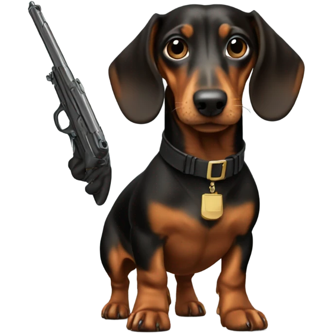 Dachshund with gun emoji