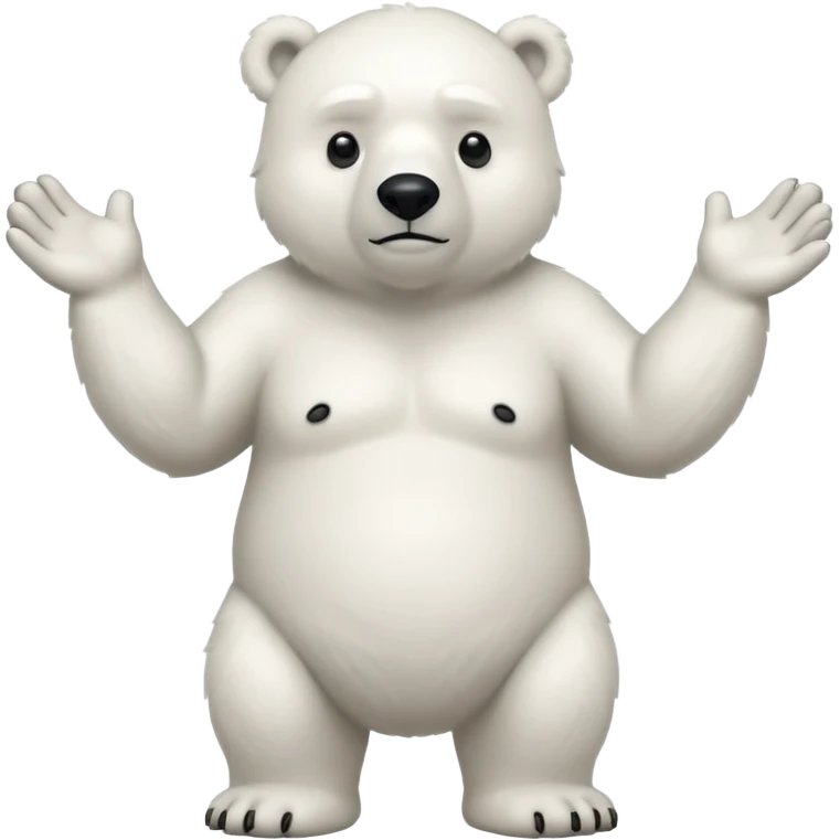 Make a humanoid polar bear shrugging looking doubtful, showing only from chest above, no legs emoji