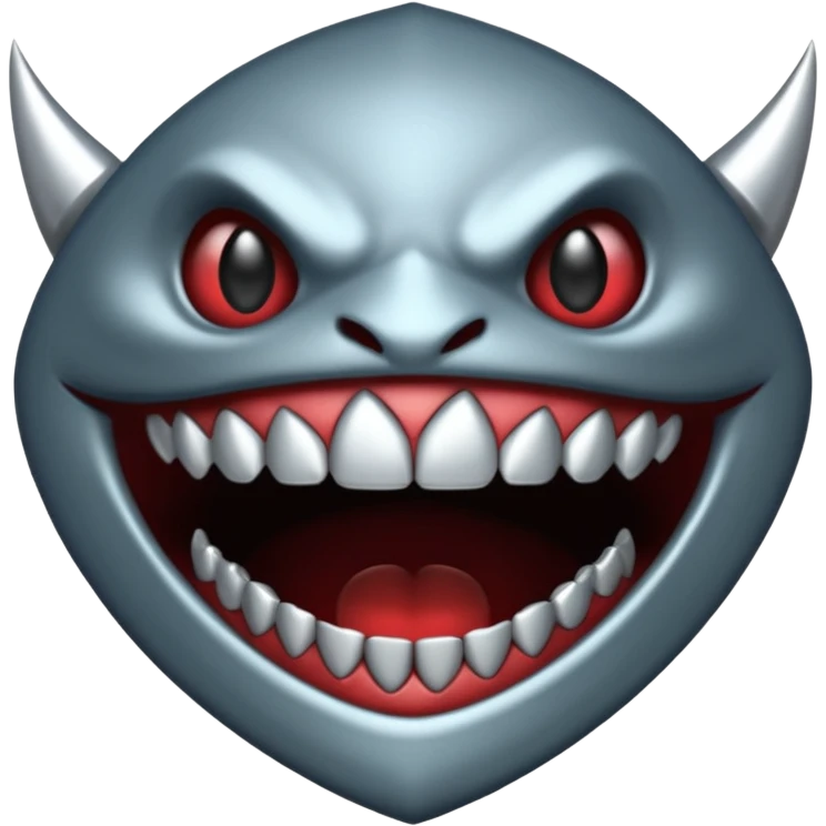 metallic teeth with sharp fangs, chrome texture, dark shadows emoji