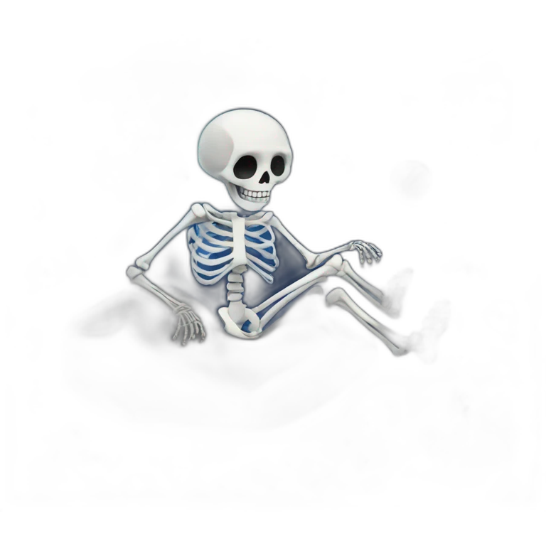 A skeleton riding a rock through space  emoji