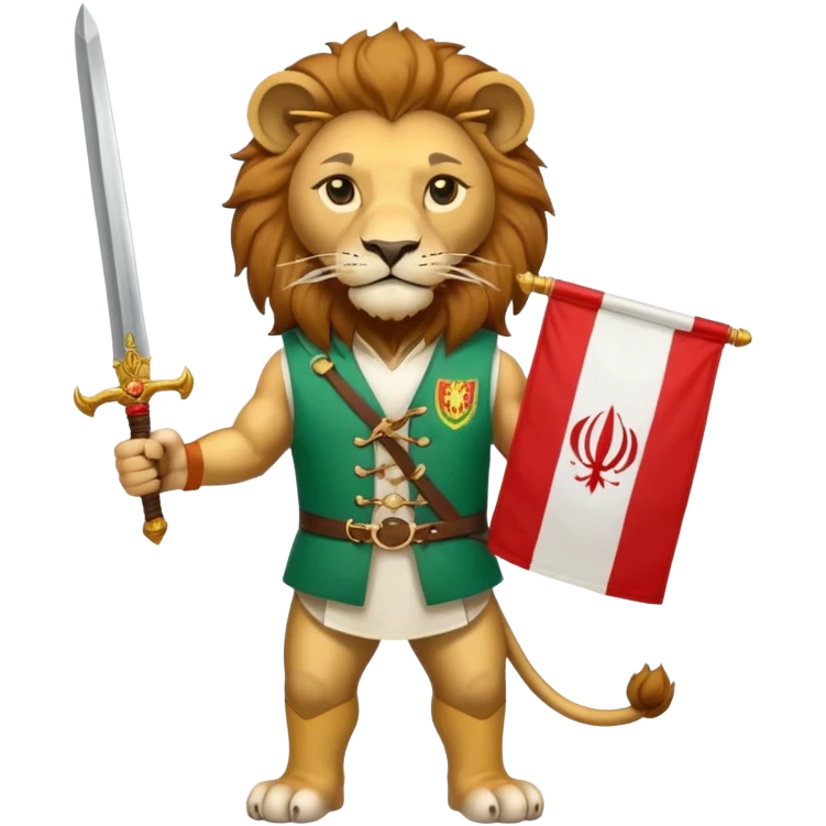 شیر شمشیر به دست در وست پرچم ایران emoji