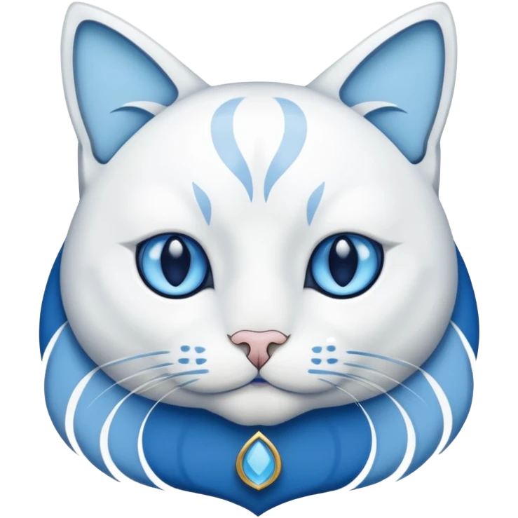 White blue Cat art nouveau emoji