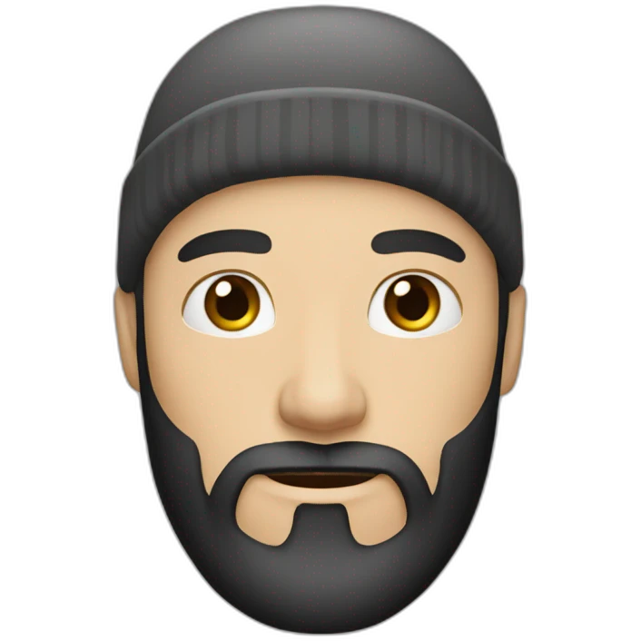 white-man-with-no-hair-and-long-black-beard-with-a-black-beanie-hat emoji