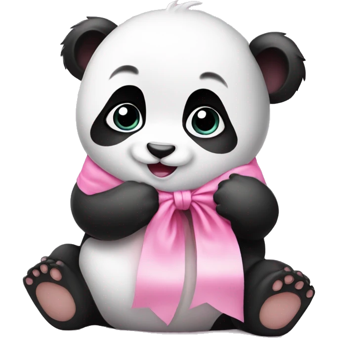 Baby panda with pink boww  emoji