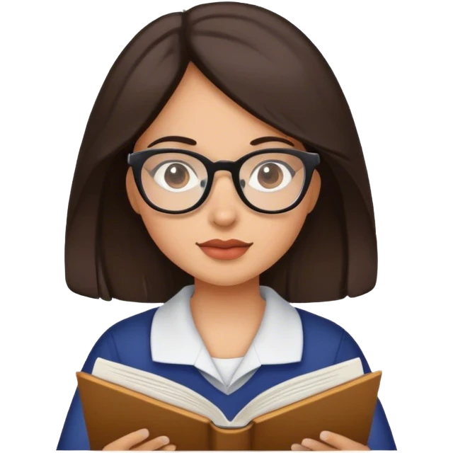 Chica leyendo con gafas pelo moreno emoji
