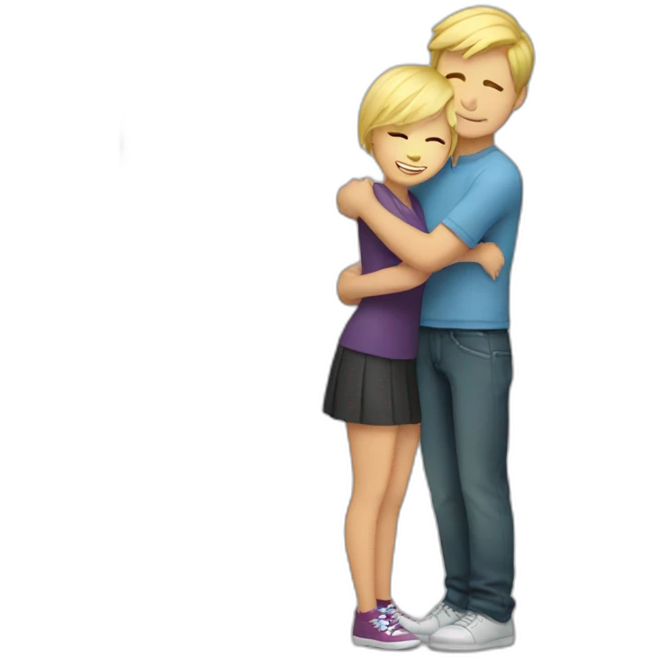 Short blonde hair girl hugs tall boy emoji