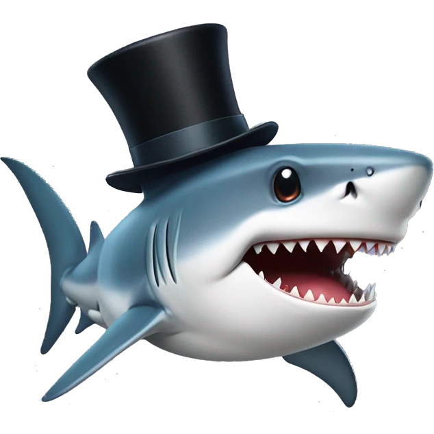 Shark with a top hat emoji