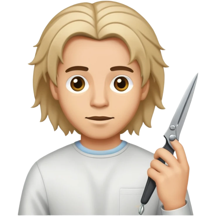 male cutting hair with scissors longer hair emoji
