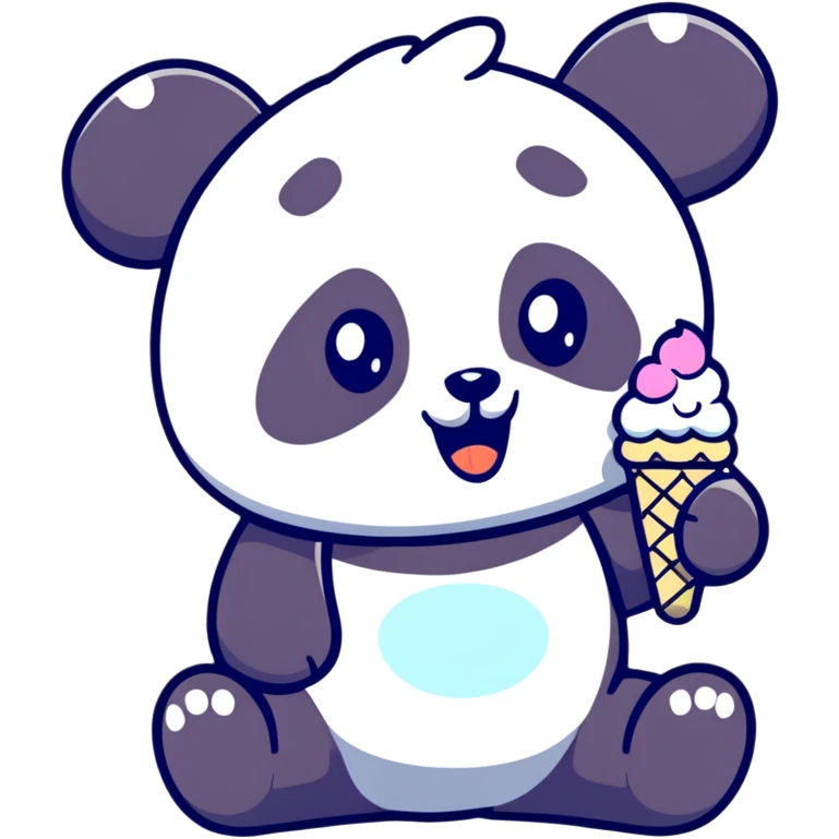 Panda eating ice cream emoji