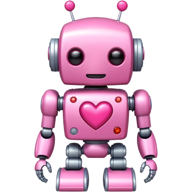cute pink robot with hearts pink emoji