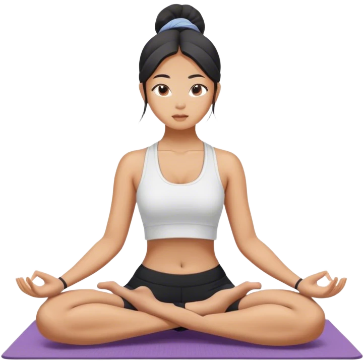 An Asian girl wearing streetwear doing yoga emoji