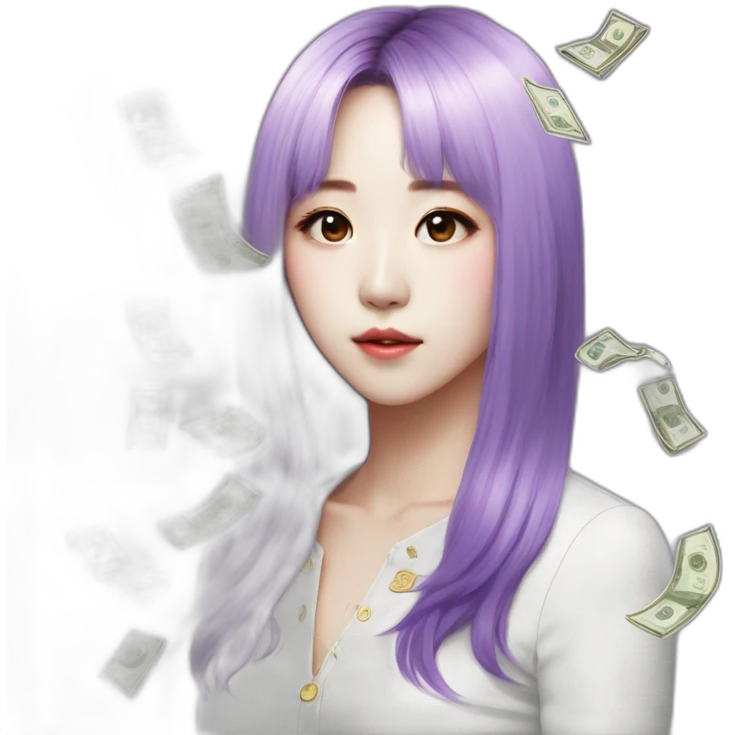 Moonbyul-purple-hair with money emoji