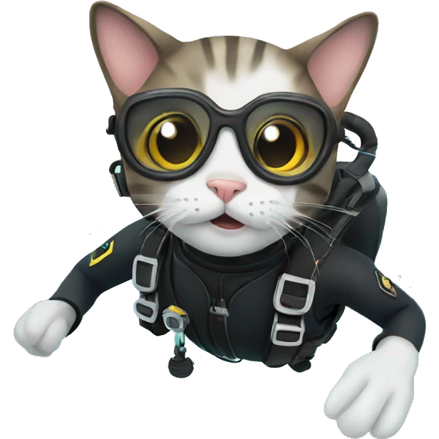 cat scuba diving emoji