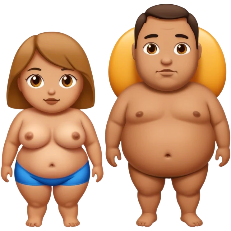 fat guy with skinny girl emoji
