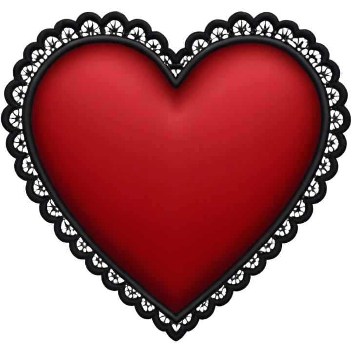 goth heart with red velvet and black lace trim emoji