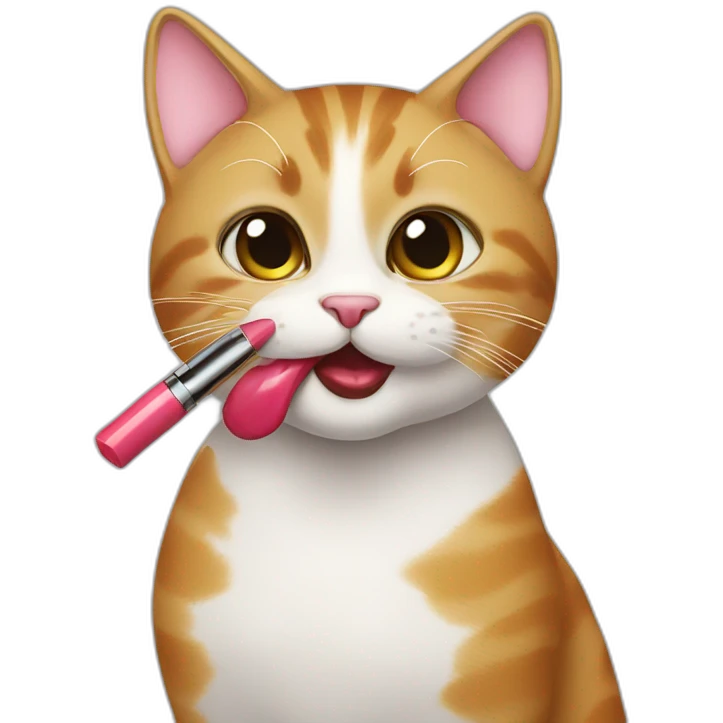 cat putting on lipstick emoji