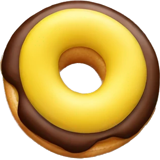 Banana going through a chocolate donut emoji