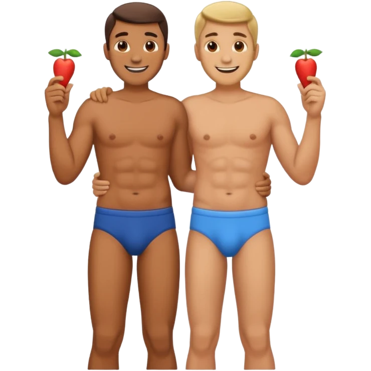 Two Guys standing next to each other holding each others penis emoji