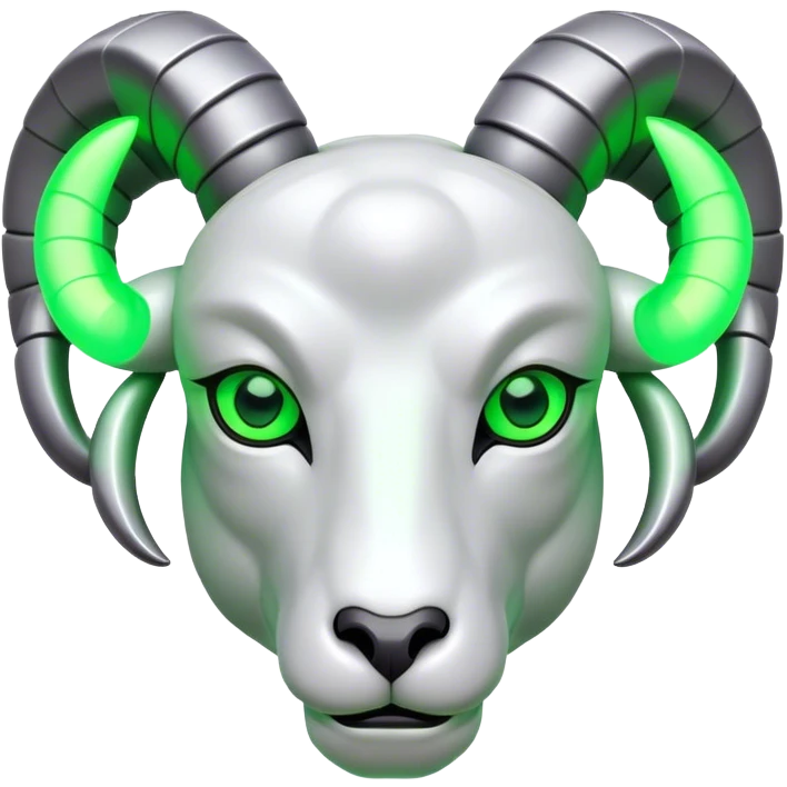 Futuristic Ram(Goat) head green glowing eyes emoji