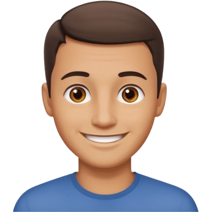 clean shaven, short hair, brown eyes, no glasses, medium skin, smiling man emoji