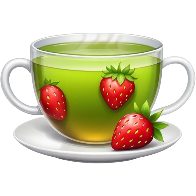 strawberry and a cup of green tea together emoji