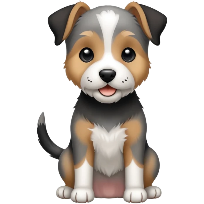 happy parson terrier, grey and black fur wagging tail emoji