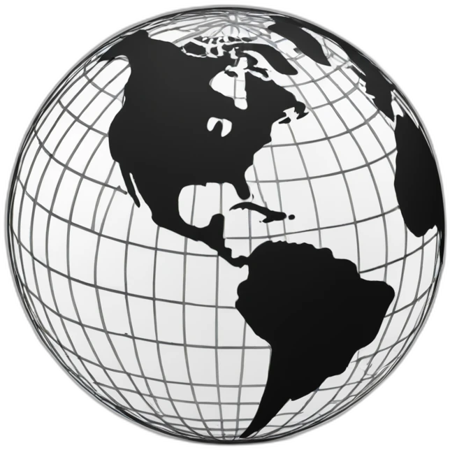 black and white globe matrix emoji
