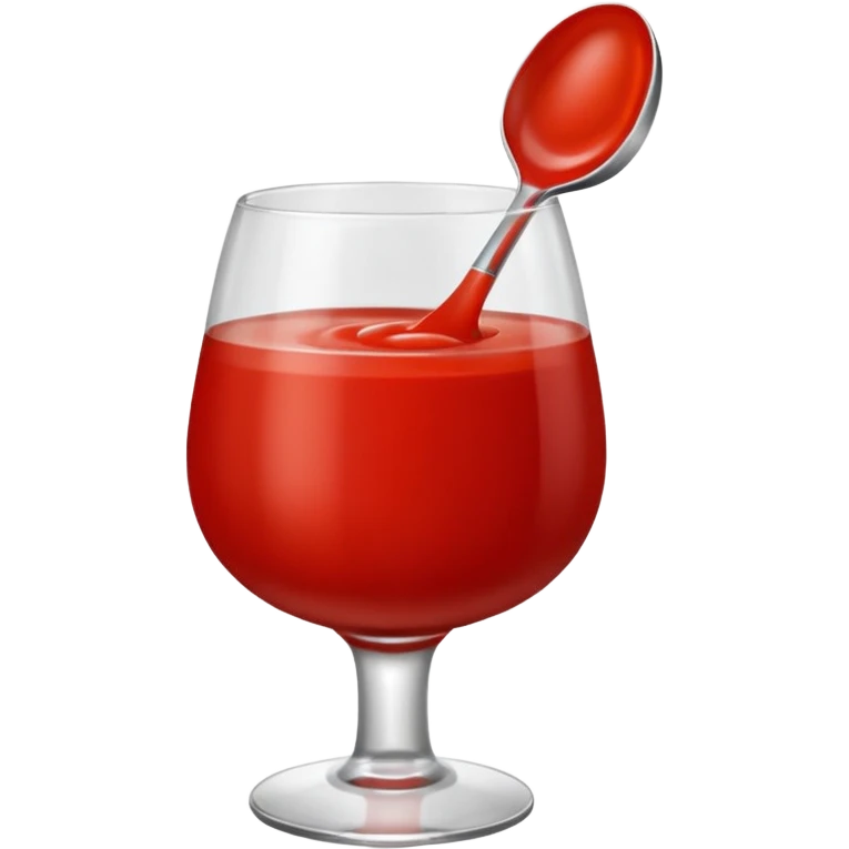 tomato puree in a glass glass transparent with spoon emoji