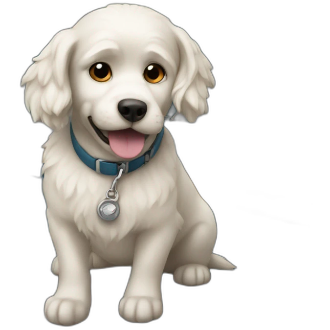 a dog riding a train emoji