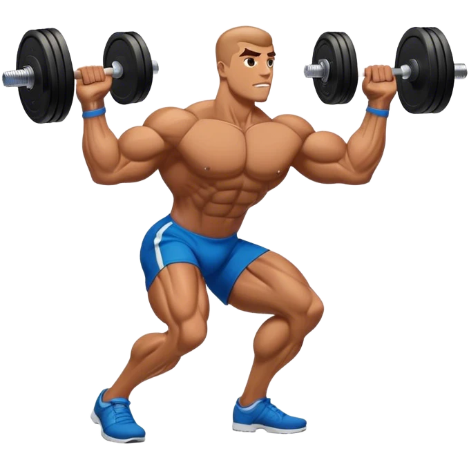 side-view bodybuilder dumbbell lunges emoji