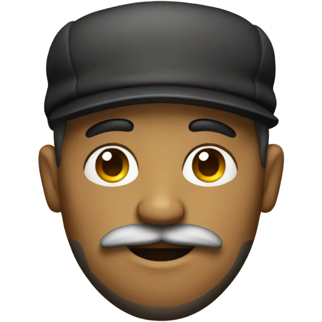 Tan guy wearing a hat with mustache & beard emoji