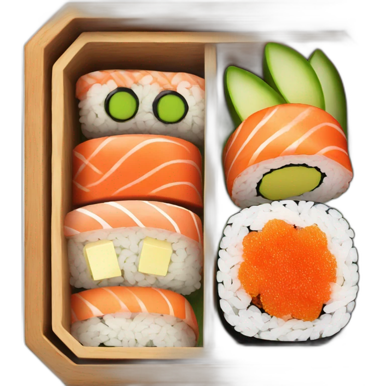 sushi bento wooden box emoji