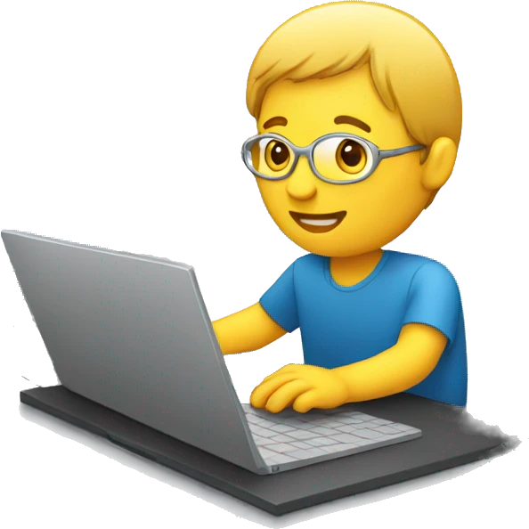 Human with laptop showing laptop screen emoji