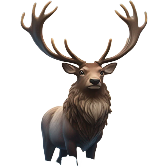 “Create a flying stag with majestic antlers, soaring through a storm of falling ice cubes. Below, a lake made of ‘Flying Hirsch’ glows with energy and coolness.” emoji