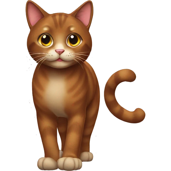 wide brown cat on her feet emoji
