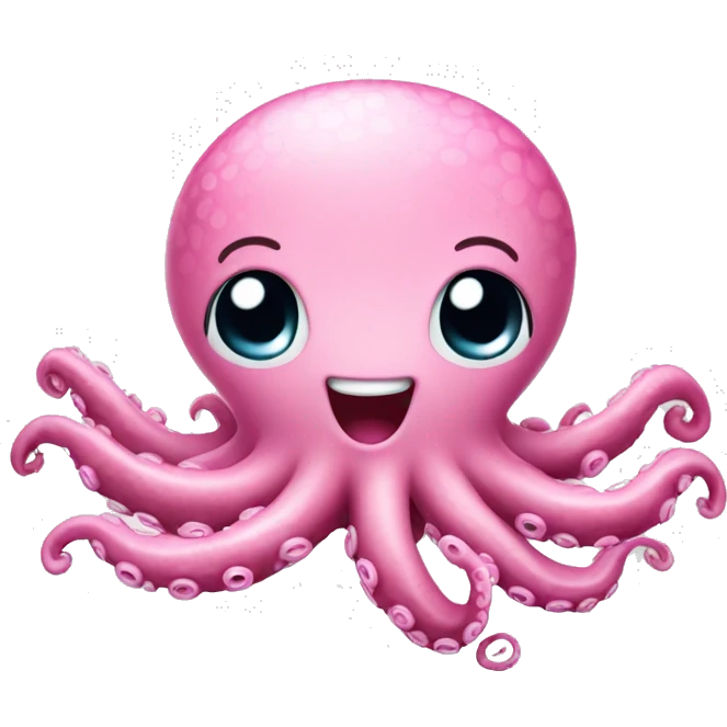 Pink octopus with cute face and smile emoji