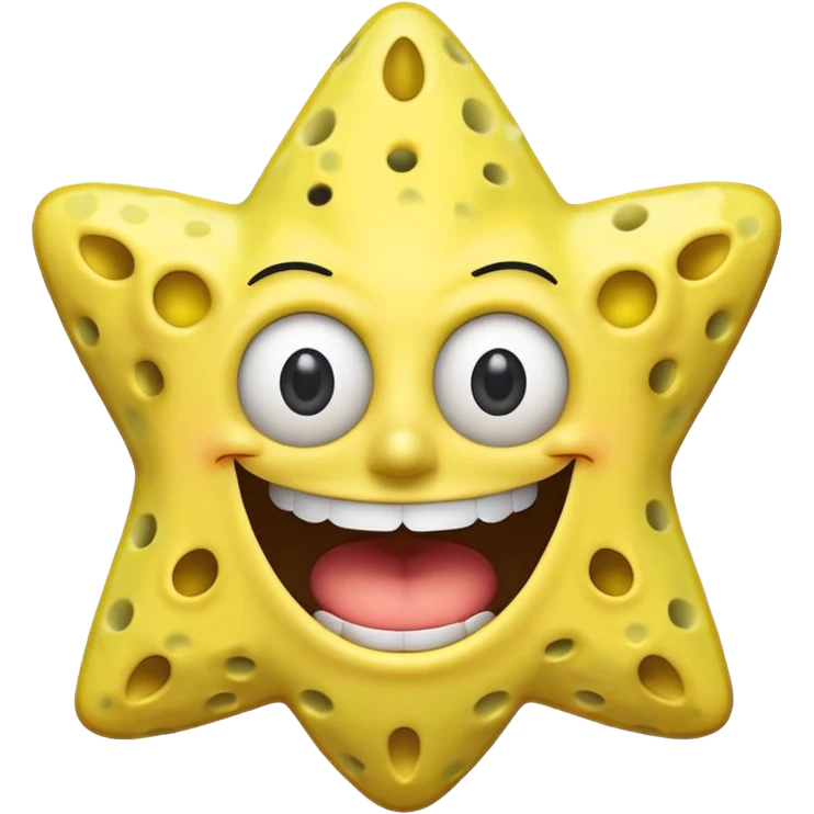 Star face SpongeBob mouth shape open happy emoji