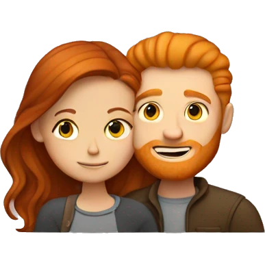 Ginger man hugging a brunette girl emoji