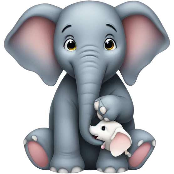 elephant holding a puppy emoji