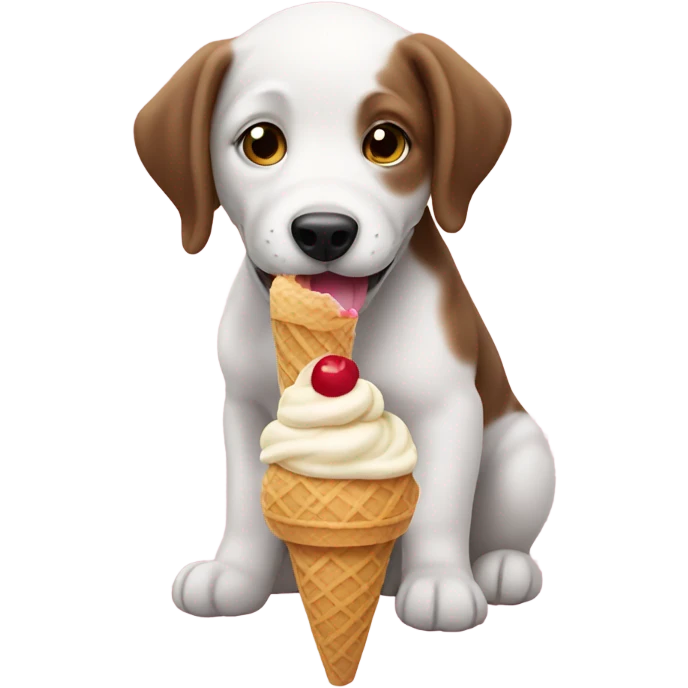 Puppy eating ice cream emoji
