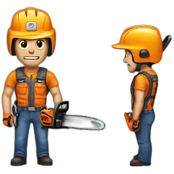 There is a chainsaw on the head. Comic characters emoji