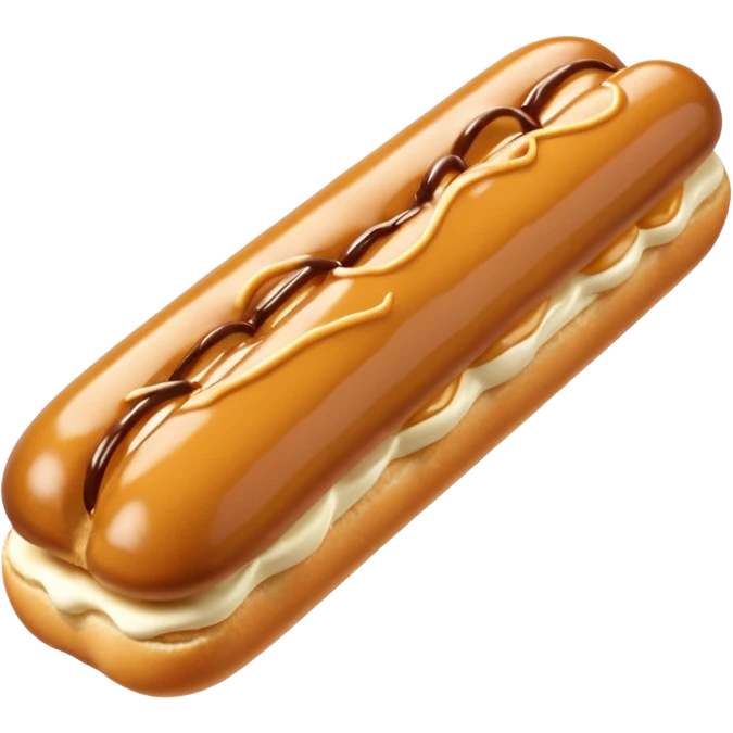 3d realistic éclair with topping of butterscotch  emoji